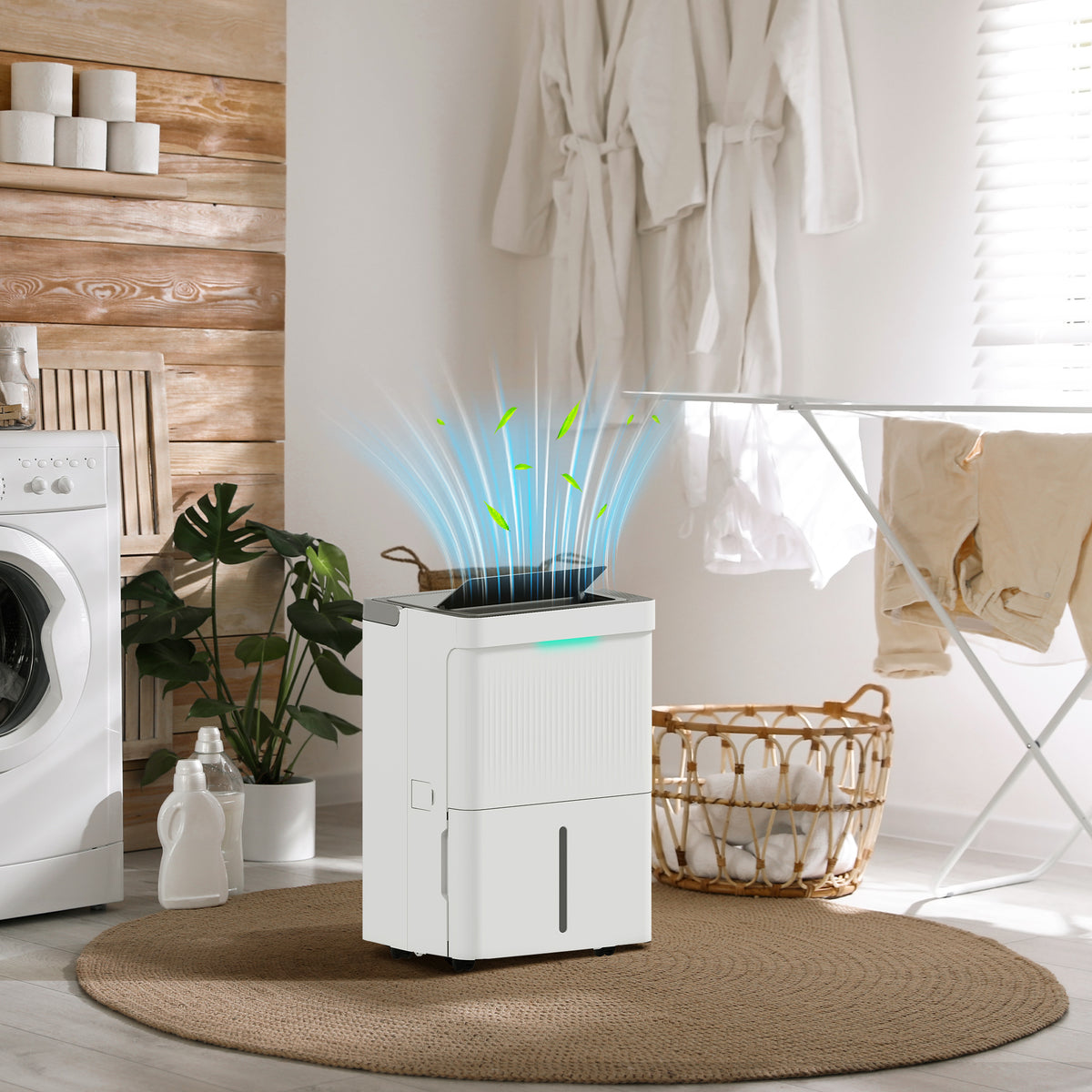 Desumidificador 35L/dia Depósito de Água 5,5L Desumidificador Elétrico com Ecrã LED Temporizador 24H Bloqueio Infantil e Drenagem Continua até 40-100㎡ Branco — foto 2