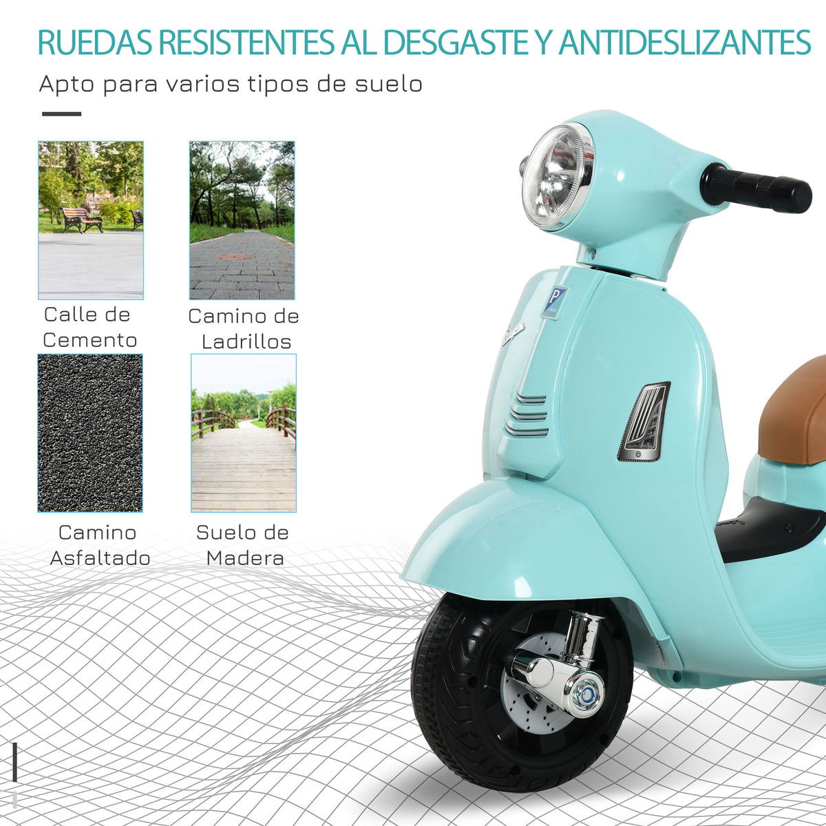 Mota elétrica para crianças com licença acima de 18 meses com faróis buzina e 4 rodas licenciadas 66,5x38x52 cm Verde — foto 5