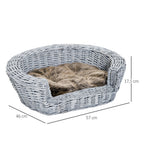 Cama para Cães de Vime Cama de Vime para Gatos Cães com Almofada Lavável 57x46x17,5cm Cinza — foto 3