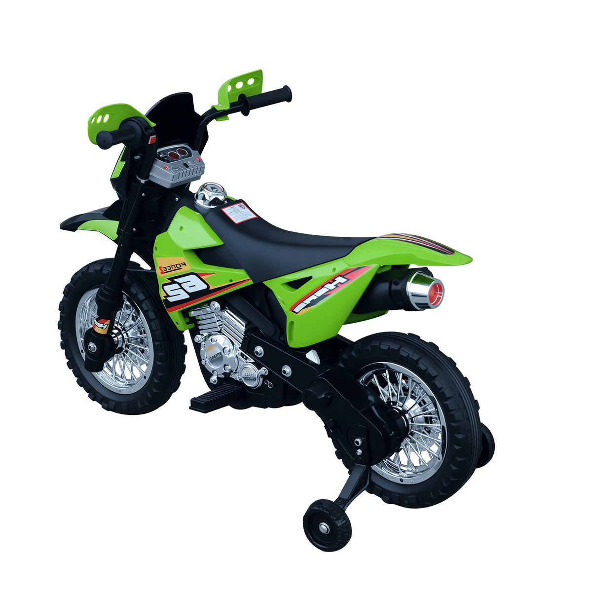 Mota Elétrica Infantil Motocicleta Elétrica para Crianças acima de 3 Anos com Luzes Música e Rodas de Apoio 109x52,5x70,5cm Verde — foto 1