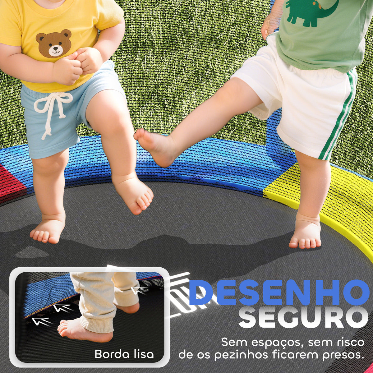 Trampolim Infantil Ø107 cm Trampolim para Crianças de 3-6 Anos com Rede de Segurança Carga 45 kg para Interior Ø140x160 cm Azul — foto 5