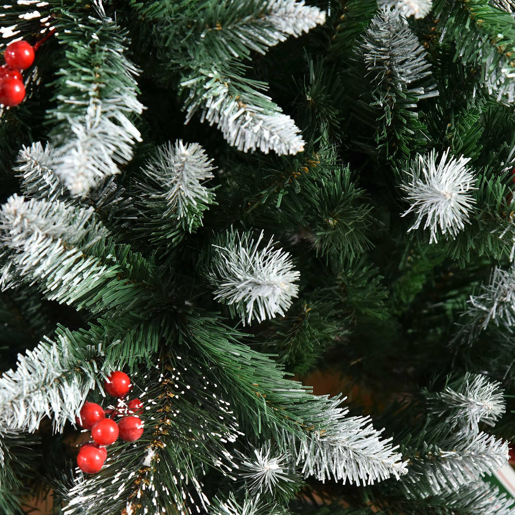 Árvore de Natal Artificial 180cm Ignífugo com 539 Ramos 51 Bagas Folhas de PVC Base Dobrável e Suporte Metálico Decoração de Natal para Interiores Verde — foto 9