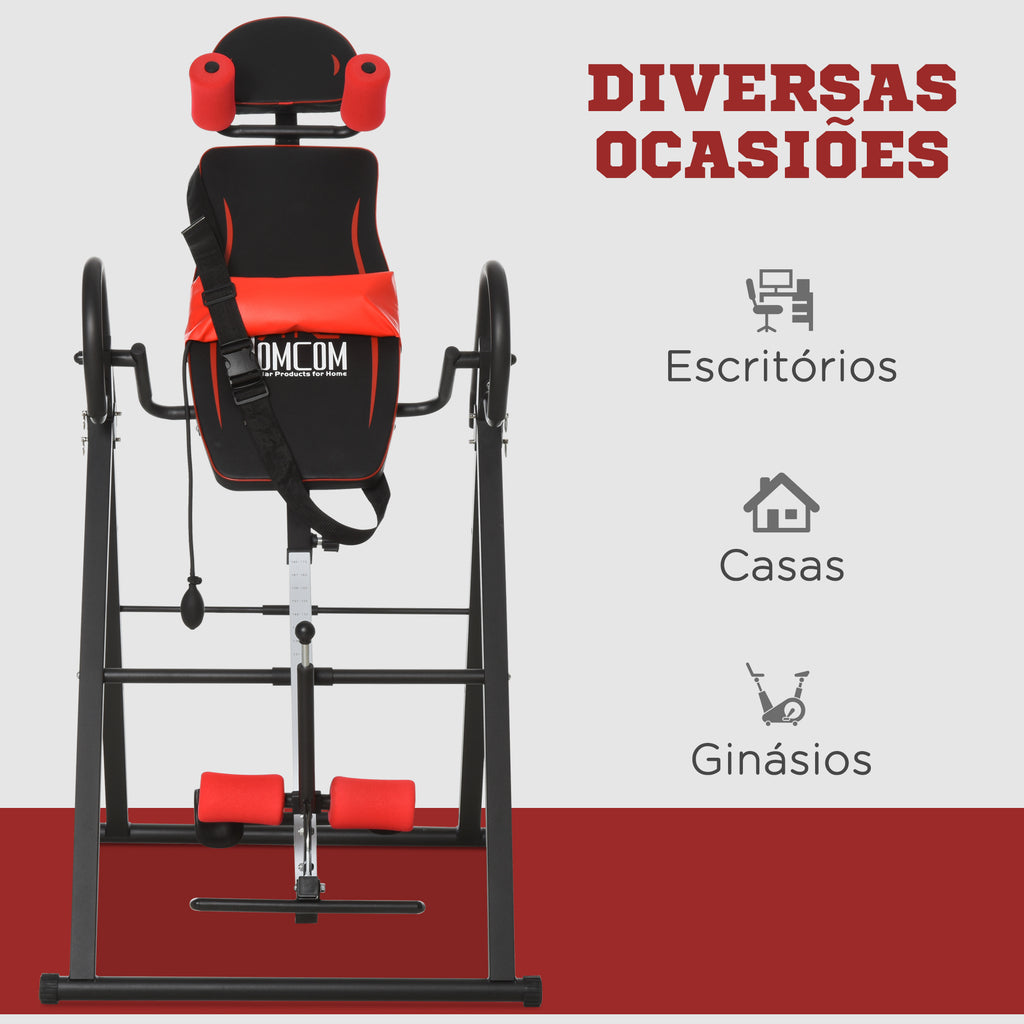 Mesa de Inversão Gravitacional Dobrável Acolchoada com Cinto de Segurança Ajustável em Altura para Usuários de 130-190 cm Exercício e Alívio da Dor nas Costas Carga Máxima 150 kg — foto 6