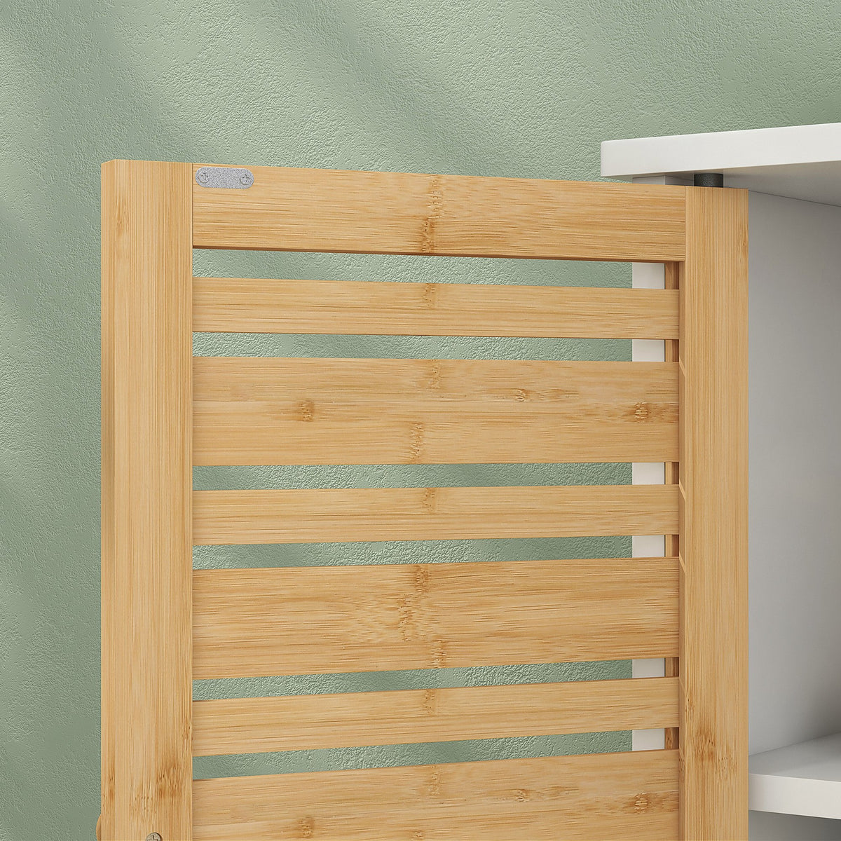 Móvel para Lavatório Móvel Sob Lavatório Moderno com Portas Magnéticas de Bambu e Estante Ajustável 60x30x60 cm Branco e Madeira — foto 8