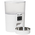Comedouro Automático para Cães e Gatos 3,5L com Ecrã LED Temporizador Gravador de Voz Programável 4 Refeições ao Dia Tigela Removível e Lavável 20,5x25x28cm Branco — foto 1