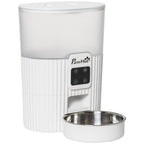 Comedouro Automático para Cães e Gatos 3,5L com Ecrã LED Temporizador Gravador de Voz Programável 4 Refeições ao Dia Tigela Removível e Lavável 20,5x25x28cm Branco — foto 1
