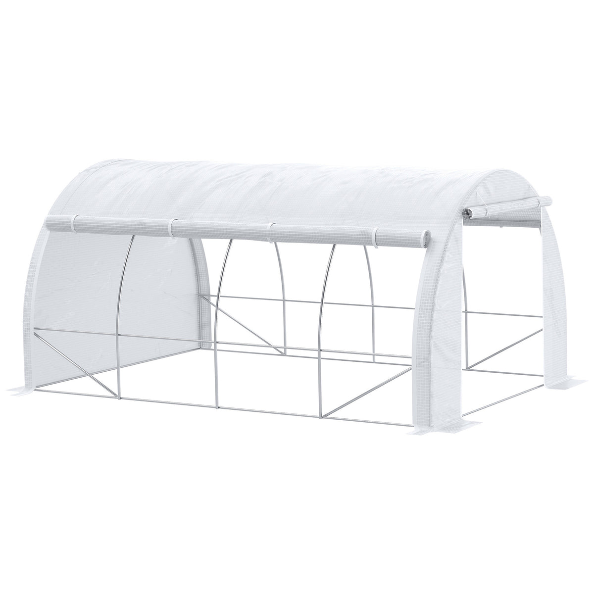 Estufa Tipo Túnel de Jardim 4x3x2m com Porta Enrolável 8 Janelas Cobertura de PE 140g/m² e Metal Galvanizado para Cultivos de Plantas Verduras Branco — foto 1