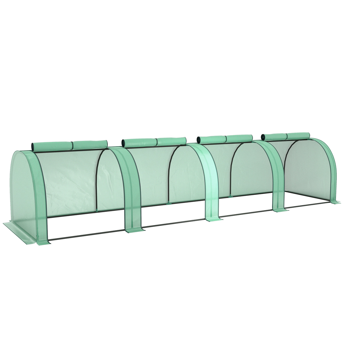Estufa 395x100x80 cm para Jardim Varanda Estufa Pequena para Cultivo de Plantas com 4 Janelas Estrutura de Aço e PE Verde — foto 1