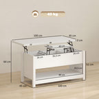 Mesa de Centro Elevatória e Extensível com Compartimentos Ocultos e Prateleira Aberta para Sala de Estar Escritório 100x90x64 cm Branco — foto 3