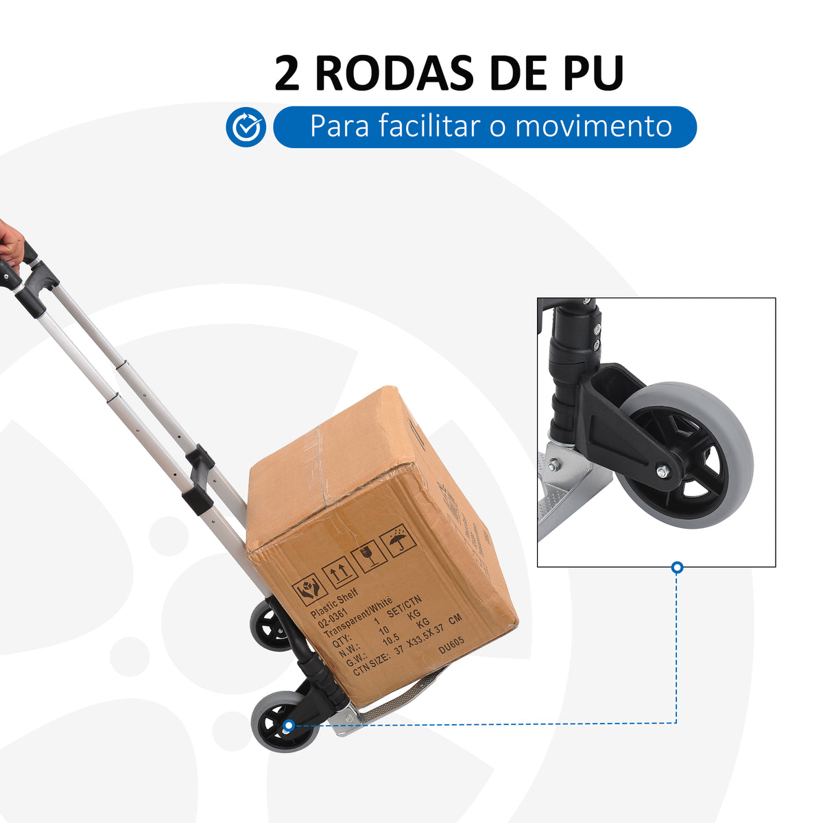 Carrinho de mão dobrável de alumínio Altura ajustável de 3 níveis Fácil transporte Carga 70 kg 41x38,5x100 cm Preto e cinza — foto 5