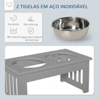 Comedouro Elevado para Cães com Suporte e 2 Tigelas Amovíveis de Aço Inoxidável Alimentador para Animais de Estimação 44x24x15 cm Cinza — foto 5