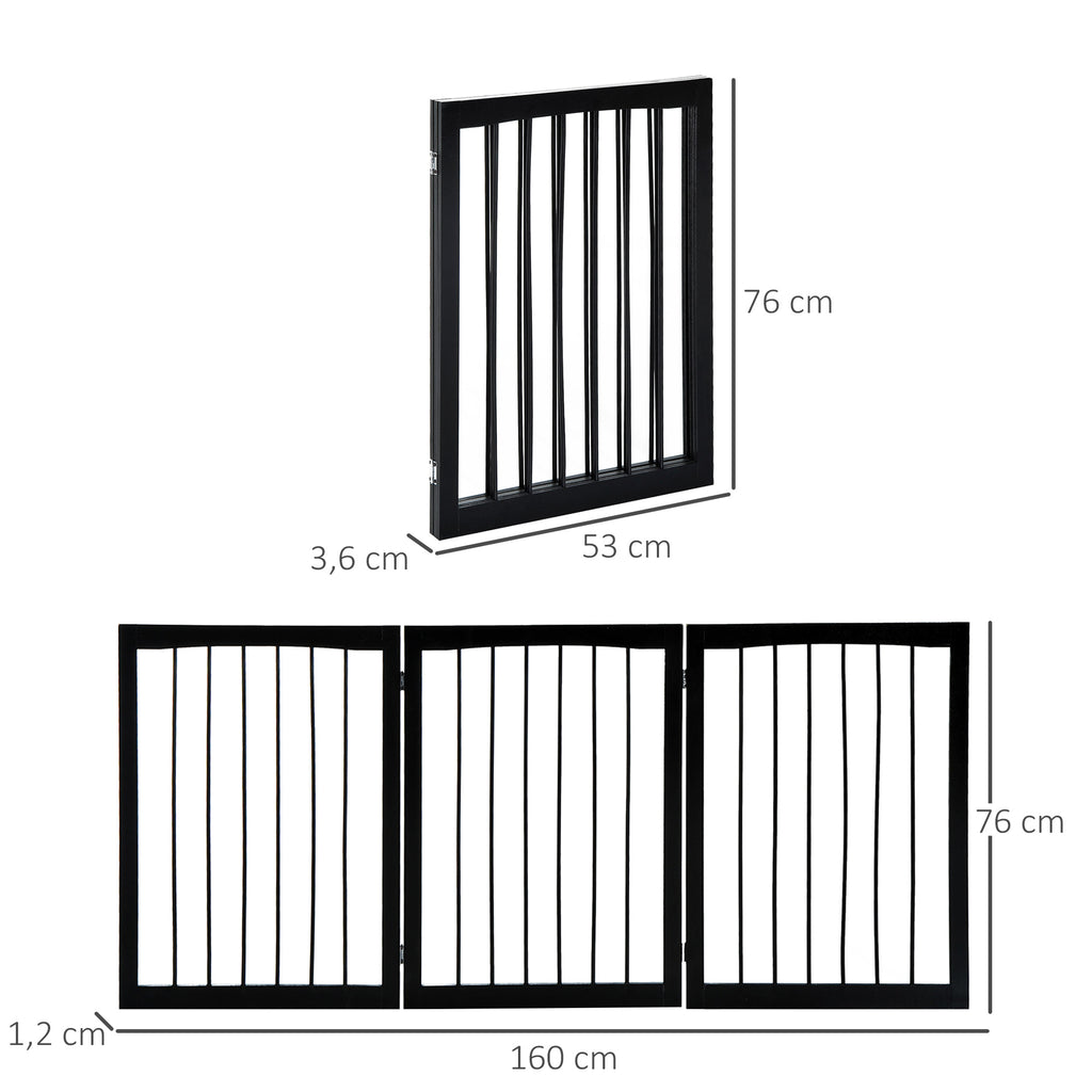 Barreira de Segurança Dobrável de 3 Painéis Portátil para Animais de Estimação Grade de Proteção para Cães Pequenos 160x76 cm para Portas Escadas Corredores Castanho — foto 3