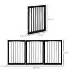 Barreira de Segurança Dobrável de 3 Painéis Portátil para Animais de Estimação Grade de Proteção para Cães Pequenos 160x76 cm para Portas Escadas Corredores Castanho — foto 3