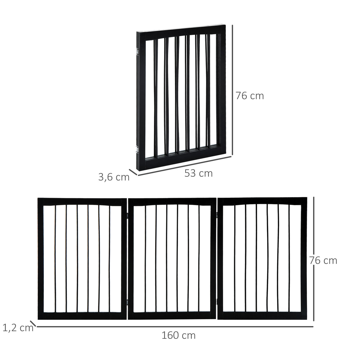 Barreira de Segurança Dobrável de 3 Painéis Portátil para Animais de Estimação Grade de Proteção para Cães Pequenos 160x76 cm para Portas Escadas Corredores Castanho — foto 3