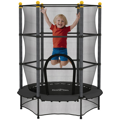 Kids Trampoline Over 3 Years with Safety Net and Steel Frame for Indoor & Outdoor Load 50kg Ø140x190 cm Black