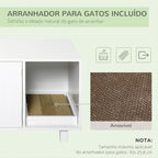 Móvel Caixa de Areia para Gatos com Porta com Arranhador Caixa de Areia para Gatos de Interior 91x52x50,5 cm Branco — foto 6