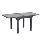 Mesa de Jardim Extensível Mesa de Jantar Retangular com Bancada de Vidro Temperado Carga 50 kg para Varanda Pátio Exterior 160x80x75 cm Preto — foto 1