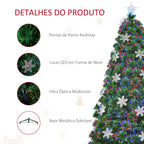 Árvore de Natal Artificial 150 cm Árvore de Natal com 180 Ramos 21 Luzes LED e Fibra Óptica Decoração de Natal Ø60x150 cm Verde — foto 6