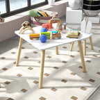 Conjunto de Mesa Infantil e 2 Cadeiras Mesa Infantil com Costas de Cadeiras com Orelhas de Coelho Mesa Infantil para Quarto de Bebé Sala de Jogos Branca — foto 8