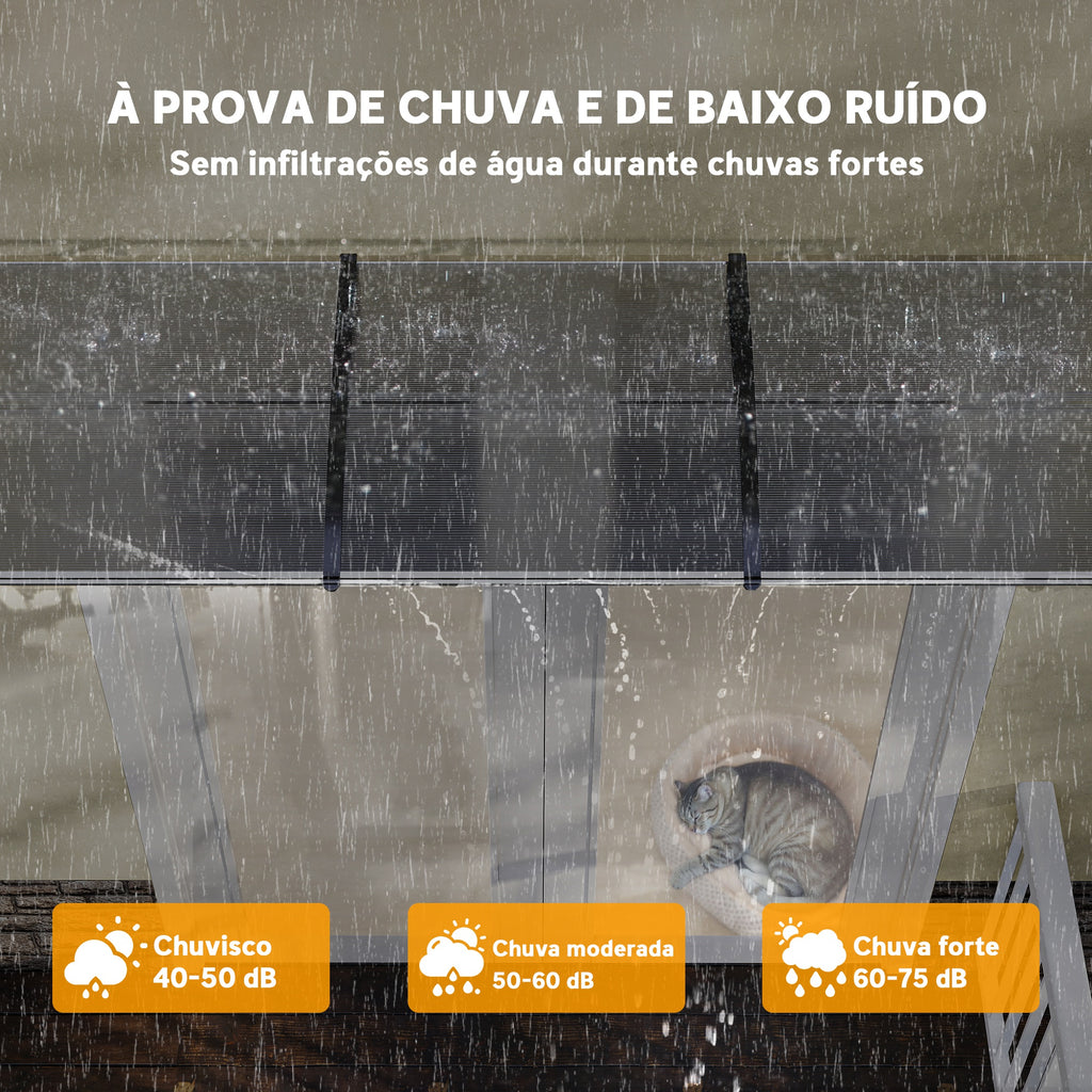 Marquise para Portas e Janelas 295x90 cm Marquise com Proteção para Sol e Chuva com Painéis de Policarbonato e Liga de Alumínio Transparente — foto 5