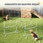 Conjunto de Treinamento de Agilidade para Cães Animais de Estimação 4 Peças Obstáculos de Salto com Altura Ajustável e Bolsa de Transporte para Exteriores 99x65x94 cm Branco — foto 5