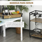 Carrinho de cozinha Carrinho de serviço móvel multifuncional com 3 prateleiras Suporte para copos e toalheiros da bandeja porta-copos para sala de jantar 77x44,5x91 cm Madeira rústica — foto 5
