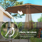 Chapéu de Sol de Jardim Ø295x250cm com Manivela Chapéu de Sol Exterior com Mecanismo de Inclinação e Mastro Desmontável de Metal para Terraço Piscina Pátio Café — foto 5