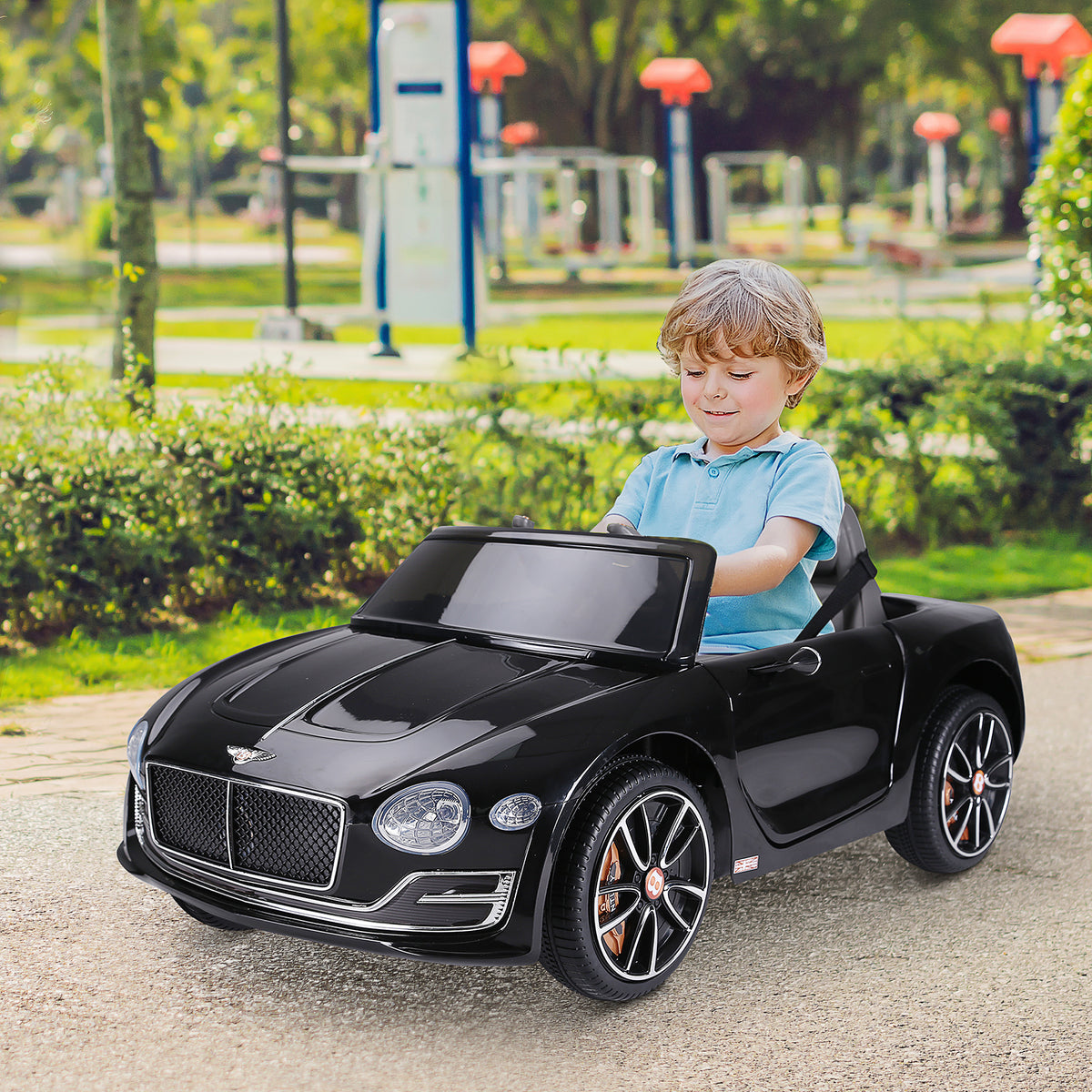Bentley GT elétrico licenciado para crianças acima de 3 anos, 2 velocidades com controle remoto farois musica preto — foto 2