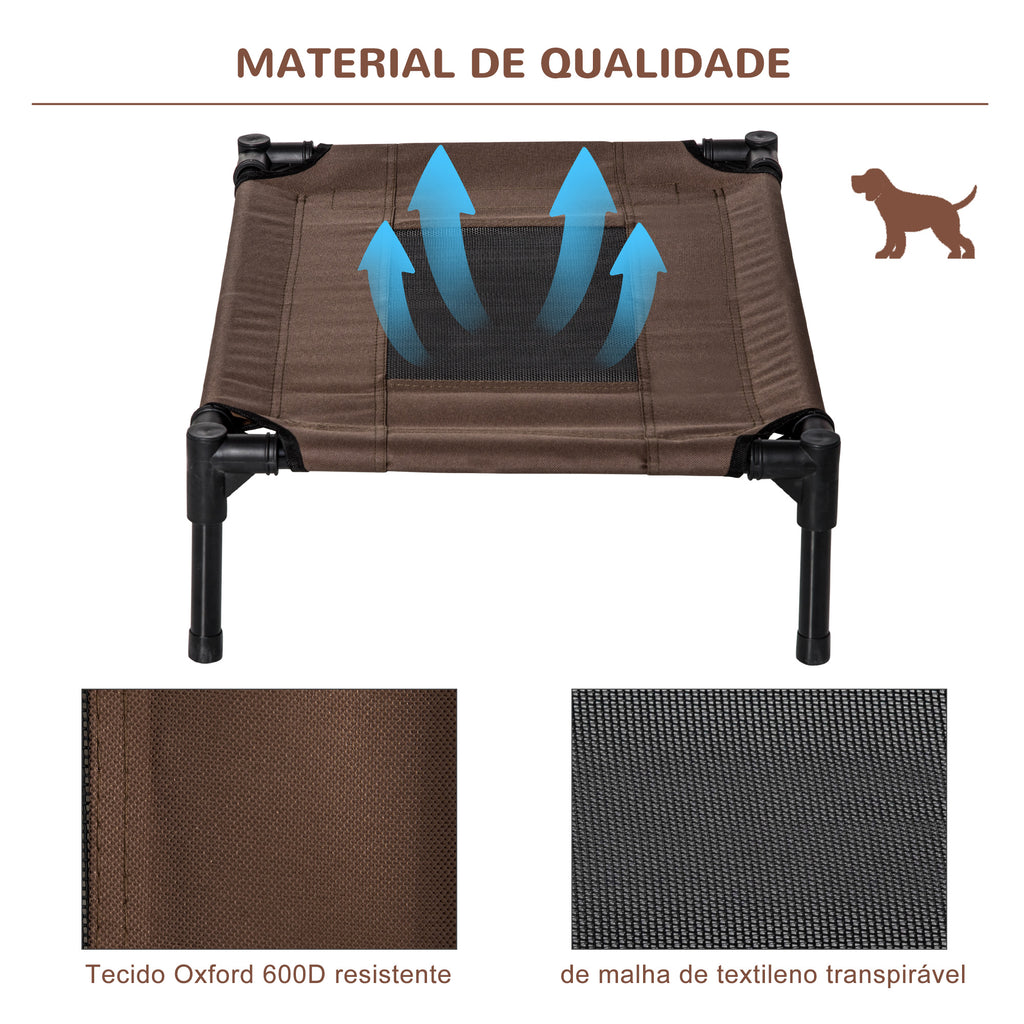 Cama para Animais de Estimação Cama Elevada para Cães Gatos Portátil Tecido Transpirável para Exterior Interior 64x46x18cm Marrom — foto 6