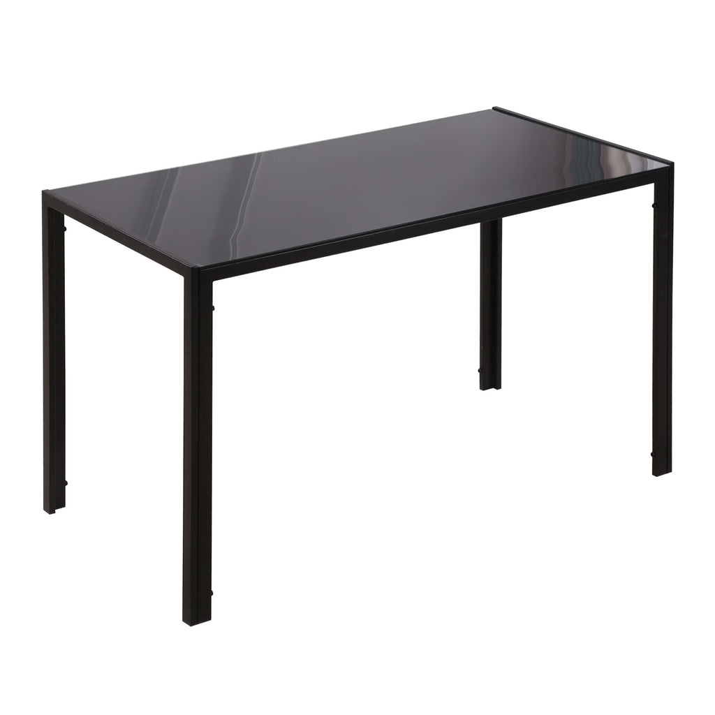 Mesa Sala de Jantar de Cristal Mesa Retangular para 4-6 pessoas com Pés de Metal Multifuncional para Cozinha 120x60x75 cm Preto — foto 1
