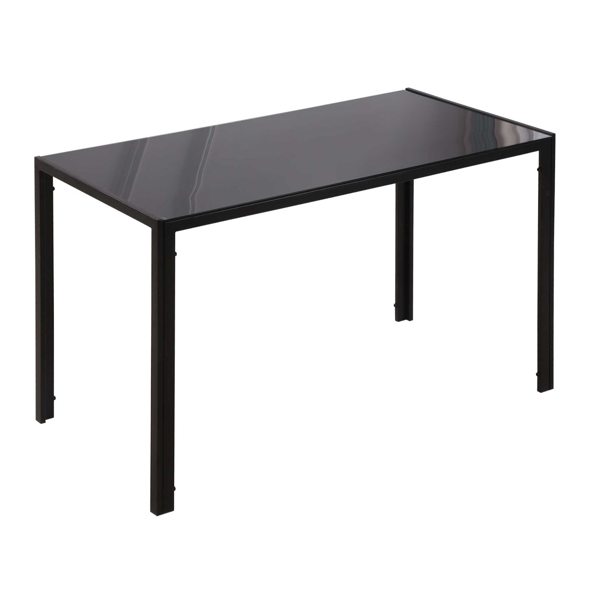 Mesa Sala de Jantar de Cristal Mesa Retangular para 4-6 pessoas com Pés de Metal Multifuncional para Cozinha 120x60x75 cm Preto — foto 1