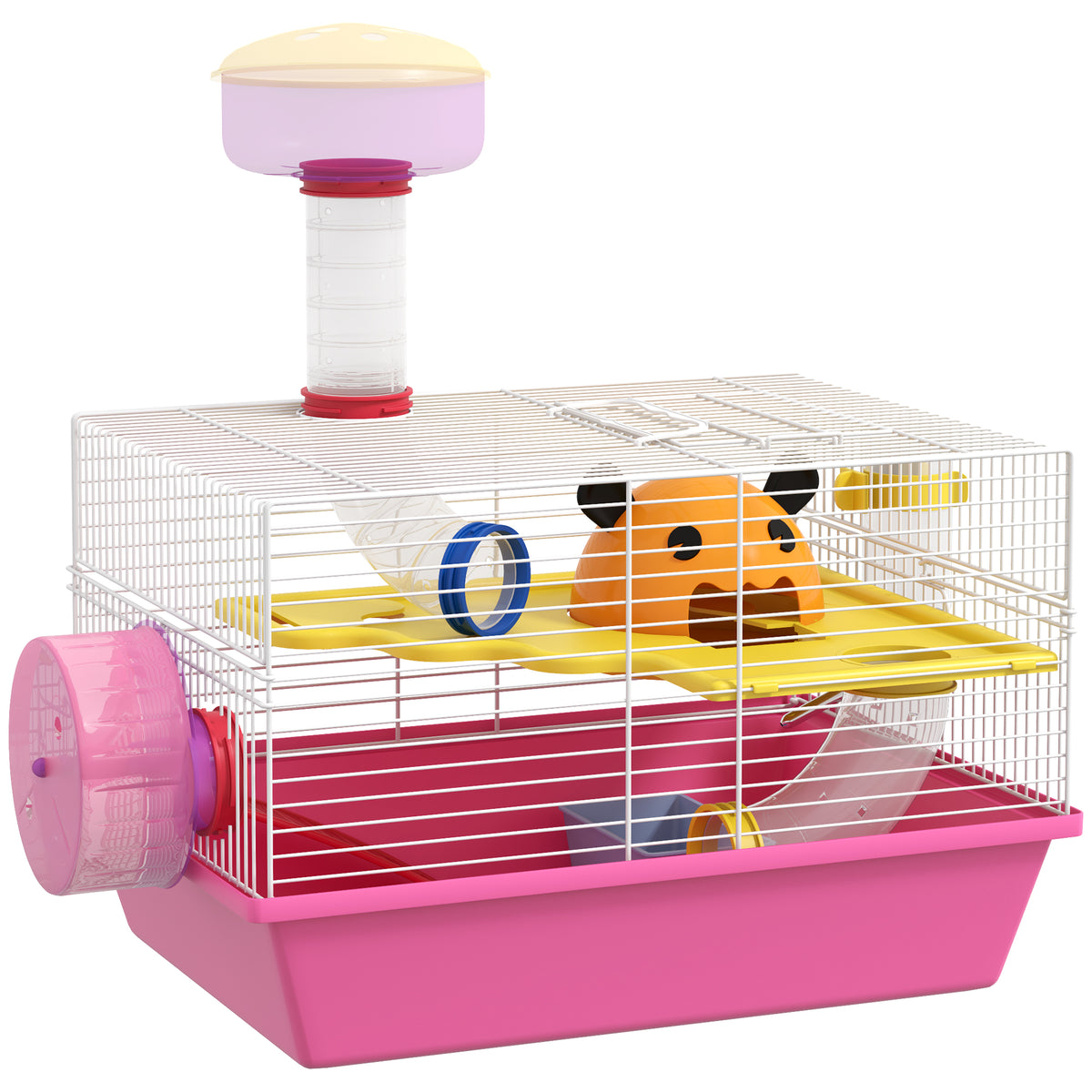 Gaiola para Hamsters Gaiola para Animais Pequenos com Comedouro Bebedouro Roda de Exercício Torre de Observação e Casinha 34x27x25 cm Multicolor — foto 1
