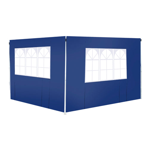 2 Paredes Laterais para Tenda 3x2 m Parede Lateral de Tecido Oxford com 2 Janelas Apto para tendas 3x3 m e 3x6 m Azul — foto 1