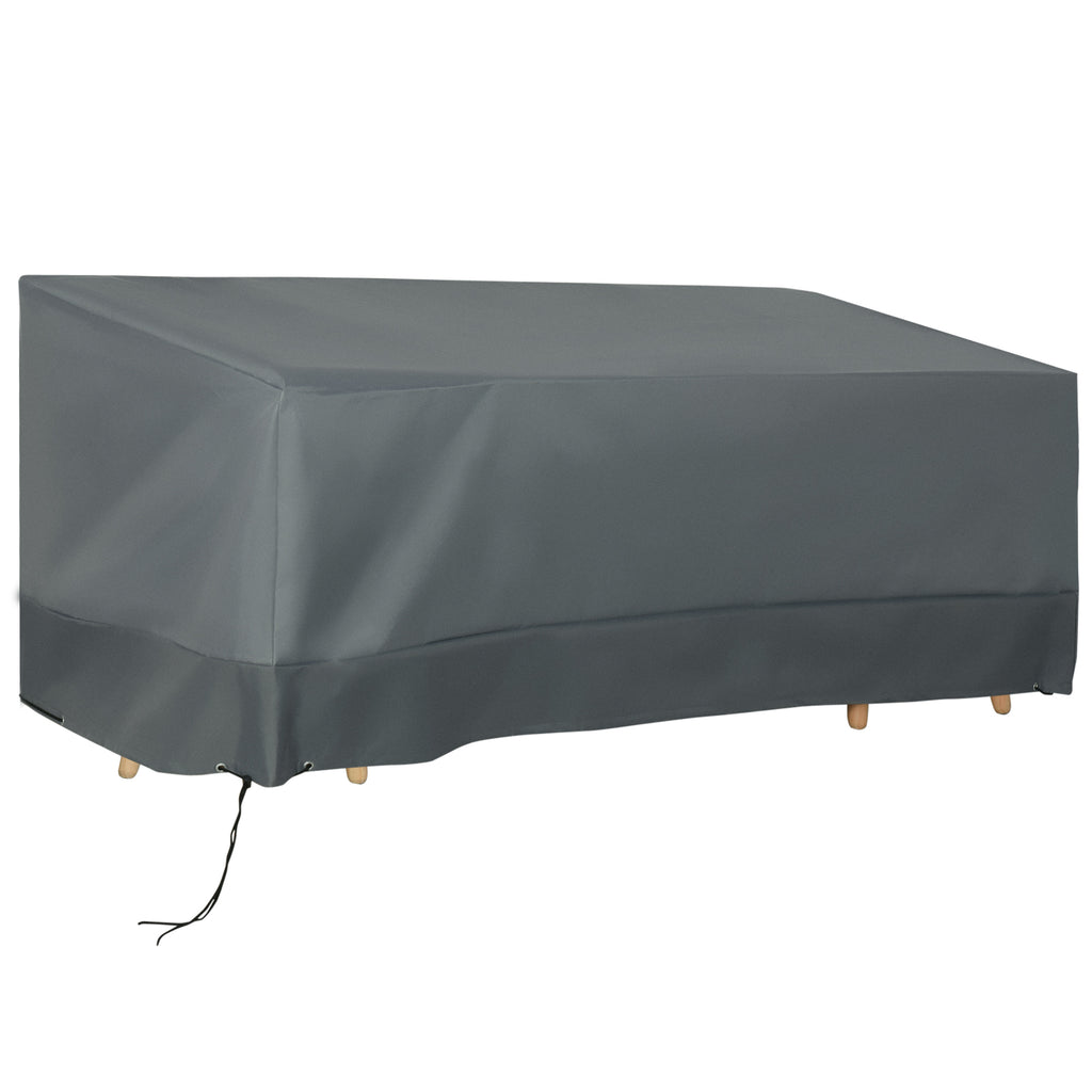 Capa Protetora para Móveis de Jardim Tecido Oxford 600D Impermeável Cobertura de Móveis Mesas Cadeiras Sofá de Exterior com Corda e Fivela 190,5x72x76cm Cinza — foto 1