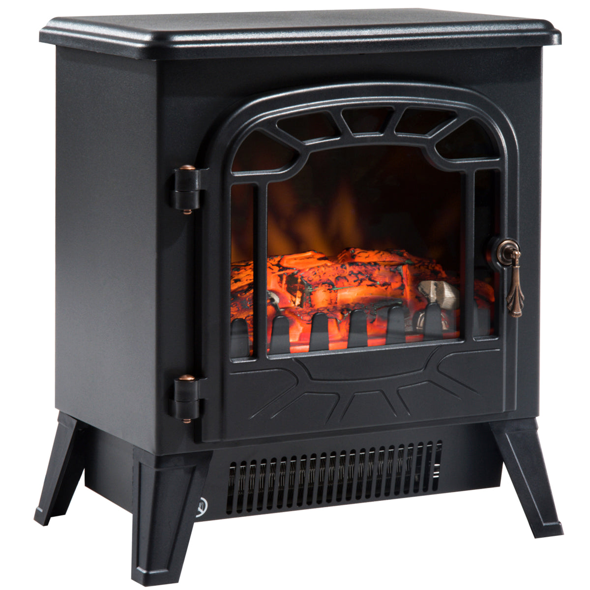 Lareira Elétrica com Termostato Efeito de Chama Realista Potência 900W/1800W Proteção Contra Superaquecimento para Ambientes entre 18-24m² 36x25,5x41,5cm Preto — foto 1