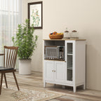 Móvel Auxiliar de Cozinha Moderno Móvel para Micro-Ondas Móvel de Cozinha com Prateleiras 3 Portas Compartimento Aberto Sistema Anti-Tombo para Sala de Jantar 80x35x97 cm Branco — foto 2