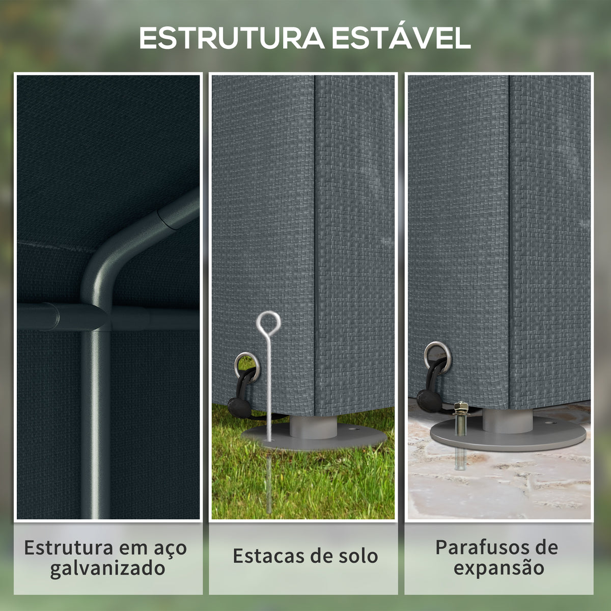 Abrigo para Ferramentas Bicicletas e Motos 1,6x2,2x1,7 cm Garagem Portátil com 2 Habitações Porta com Fecho de Correr Impermeável Anti-UV para Jardim Cinza Escuro — foto 5