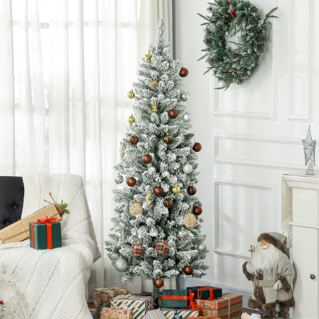 Árvore de Natal 180 cm Árvore de Natal Artificial Coberta de Neve com 479 Ramos e Suporte de Metal Árvore Natalícia para Sala Interior Verde — foto 8