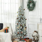 Árvore de Natal 180 cm Árvore de Natal Artificial Coberta de Neve com 479 Ramos e Suporte de Metal Árvore Natalícia para Sala Interior Verde — foto 8