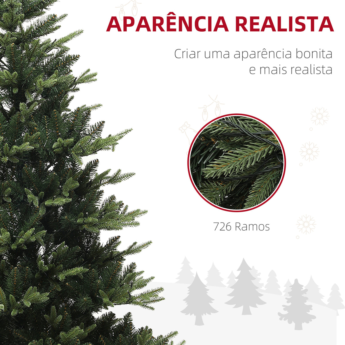 Árvore de Natal 180 cm Árvore de Natal Artificial com 350 Luzes LED 726 Ramos e Suporte de Aço Decoração de Natal para Sala de Estar Interior Ø114x180 cm Verde — foto 6
