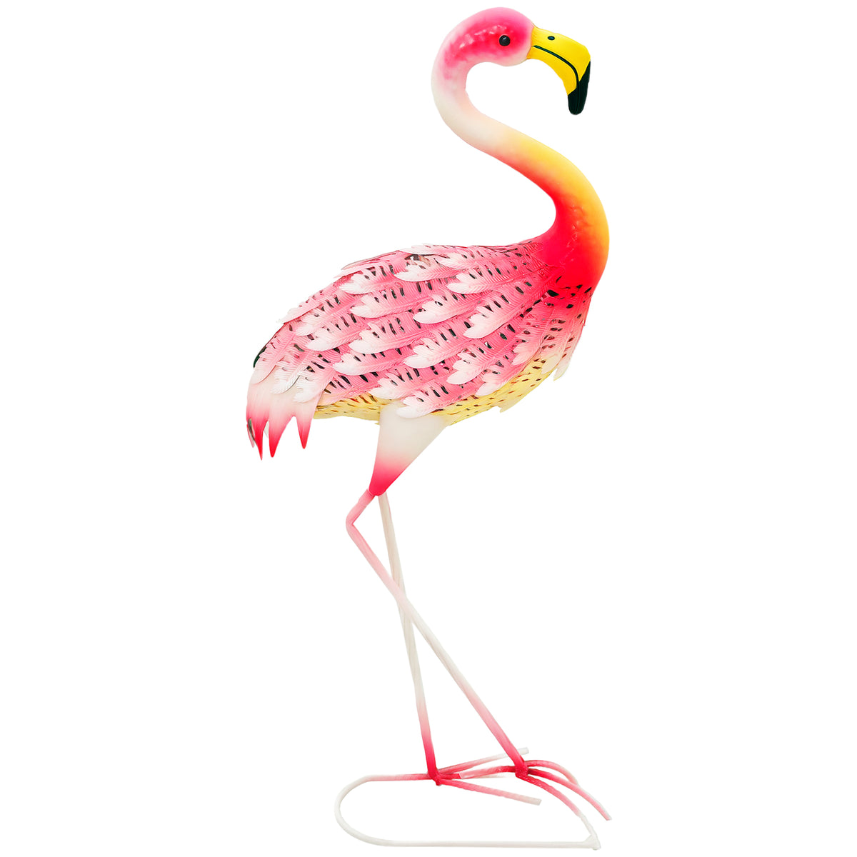 Estátua de Jardim de Flamingos de Metal Decoração de Flamingo para Exteriores Esculturas para Decoração de Relvado Pátio 27x14x60 cm Rosa — foto 1