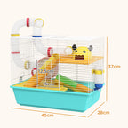 Gaiola para Hamsters Gaiola para Animais Pequenos com Túnel Plataformas Comedouro Bebedouro Casinha Rampas e Roda de Exercício 45x28x37 cm Azul Claro — foto 3