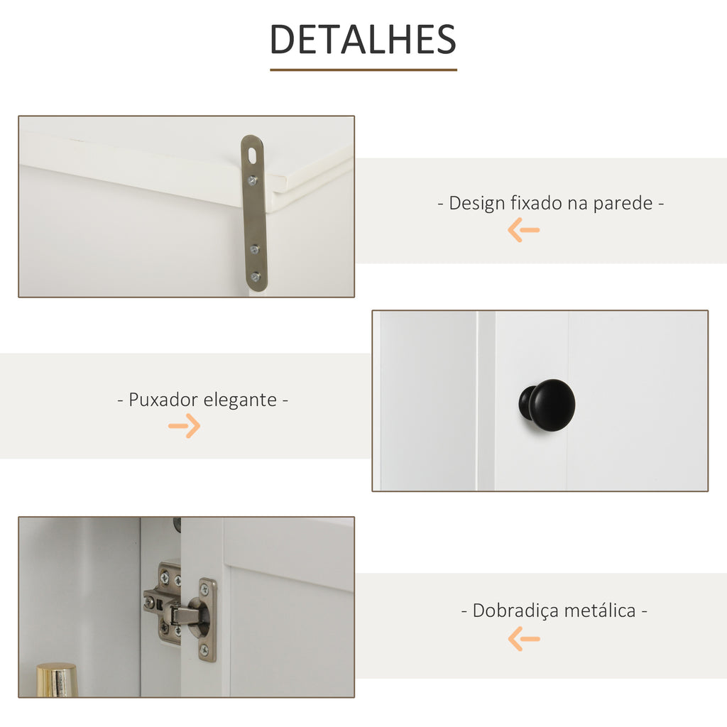 Armário de banheiro multifuncional Armário de parede com economia de espaço com 3 níveis abertos 1 porta Prateleira de sobreposição ajustável 53x14.5x50.5 cm Branco — foto 5
