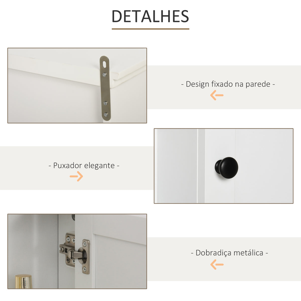 Armário de banheiro multifuncional Armário de parede com economia de espaço com 3 níveis abertos 1 porta Prateleira de sobreposição ajustável 53x14.5x50.5 cm Branco — foto 5