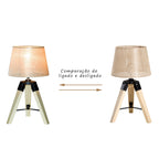 Candeeiro de Mesa Moderno e Original com Base de Tripé e Tela de Tecido de Linho para Dormitório ou Sala de Estar Lâmpada E27 Máx. 40W 24x24x45cm Creme e madeira — foto 4