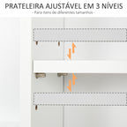 Armário de banheiro multifuncional Armário de parede com economia de espaço com 3 níveis abertos 1 porta Prateleira de sobreposição ajustável 53x14.5x50.5 cm Branco — foto 4