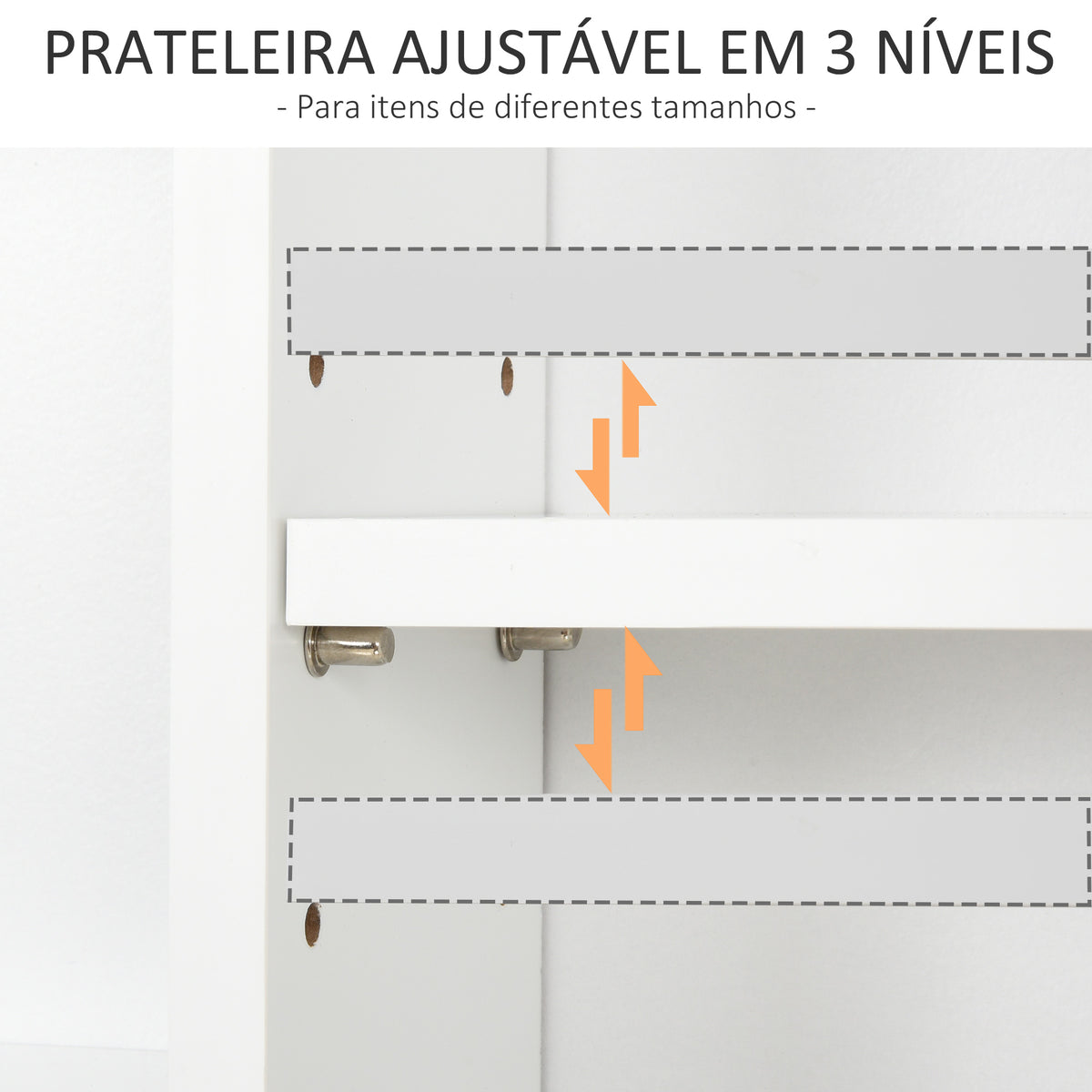 Armário de banheiro multifuncional Armário de parede com economia de espaço com 3 níveis abertos 1 porta Prateleira de sobreposição ajustável 53x14.5x50.5 cm Branco — foto 4