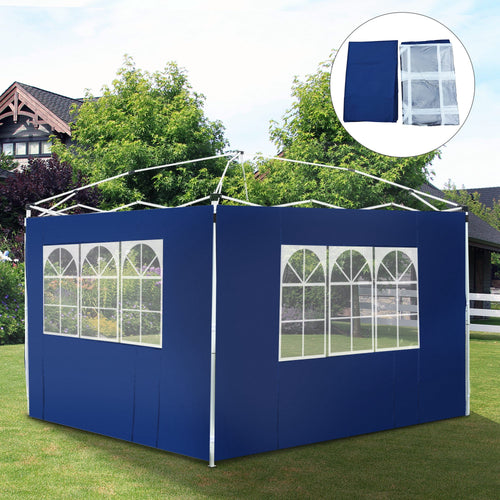 2 Paredes Laterais para Tenda 3x2 m Parede Lateral de Tecido Oxford com 2 Janelas Apto para tendas 3x3 m e 3x6 m Azul — foto 2