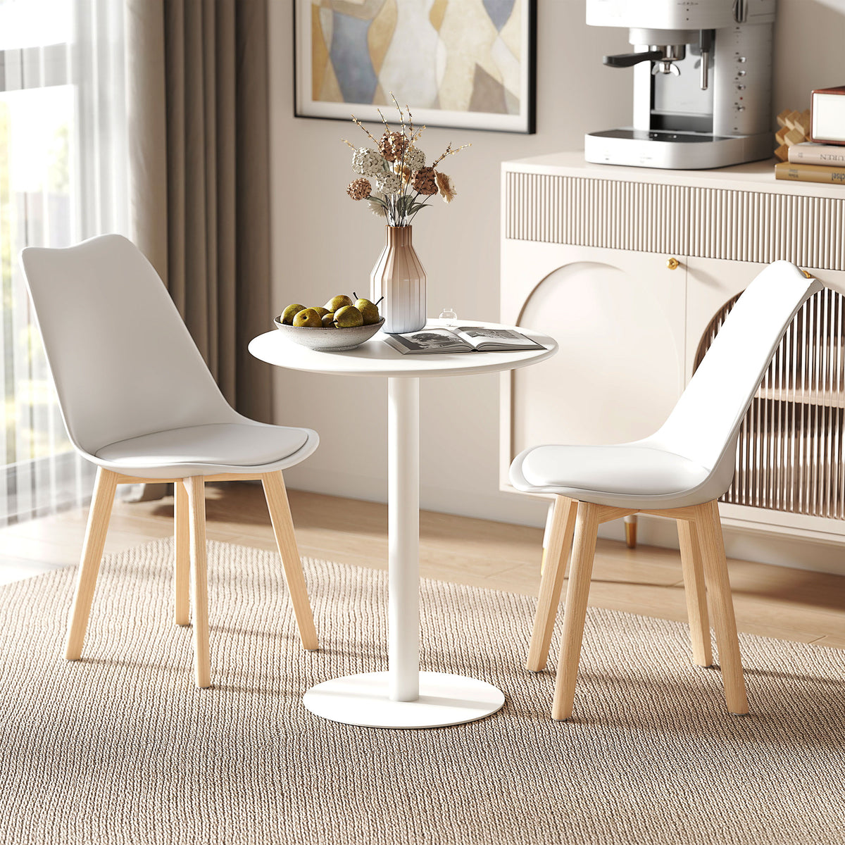 Mesa de Refeição Redonda para 2 Pessoas Mesa de Cozinha de Aço para Interior e Exterior Ø60x72 cm Branco — foto 2