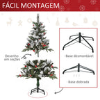 Árvore de Natal Artificial 120cm com 239 Ramas 27 Pinhas e 27 Frutinhas Folhas de PVC PE Base Dobrável e Suporte Metálico Decoração de Natal para Interiores Verde — foto 6